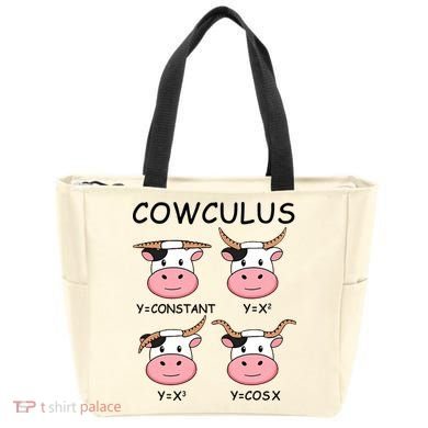 Cowculus Math Lovers Funny Cow Calculus Math Teacher Gift Tote Bag