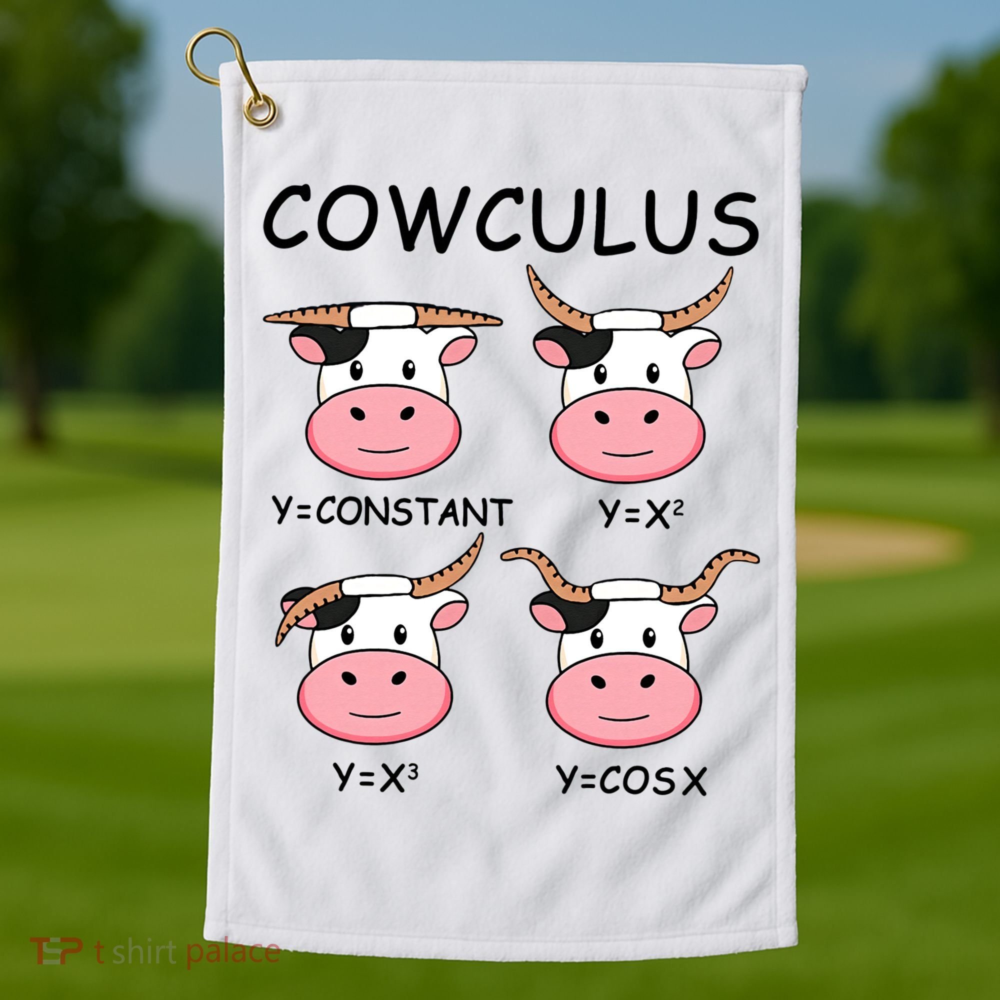 Cowculus Math Lovers Funny Cow Calculus Math Teacher Gift Golf Towel