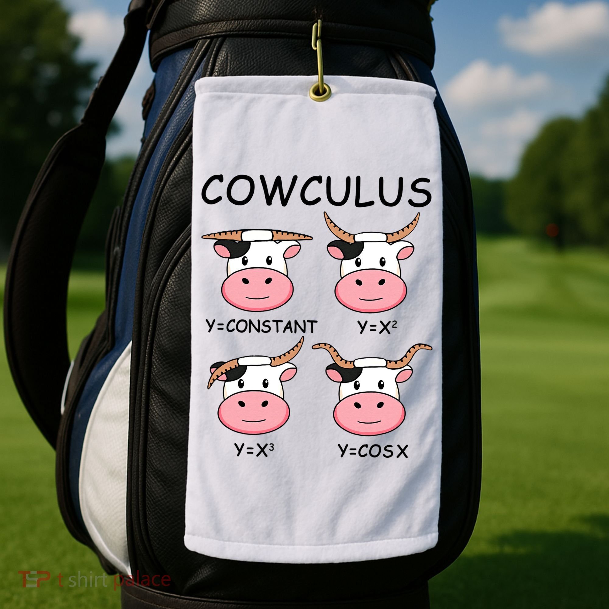 Cowculus Math Lovers Funny Cow Calculus Math Teacher Gift Golf Towel
