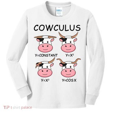 Cowculus Math Lovers Funny Cow Calculus Math Teacher Gift Kids Long Sleeve Shirt