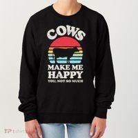 Cows Make Me Happy Funny Cow Lover Farmer Farm Animal Retro Women's Sweatshirt thumb 0