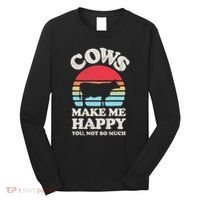Cows Make Me Happy Funny Cow Lover Farmer Farm Animal Retro Long Sleeve Shirt thumb 0