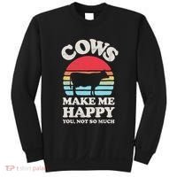 Cows Make Me Happy Funny Cow Lover Farmer Farm Animal Retro Sweatshirt thumb 0