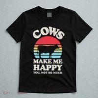 Cows Make Me Happy Funny Cow Lover Farmer Farm Animal Retro T-Shirt thumb 5