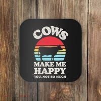 Cows Make Me Happy Funny Cow Lover Farmer Farm Animal Retro Coaster thumb 0