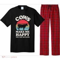 Cows Make Me Happy Funny Cow Lover Farmer Farm Animal Retro Pajama Set thumb 0