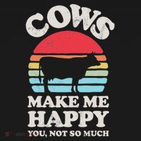 Cows Make Me Happy Funny Cow Lover Farmer Farm Animal Retro Mousepad thumb 1