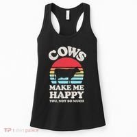 Cows Make Me Happy Funny Cow Lover Farmer Farm Animal Retro Women's Tank Top thumb 0