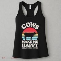 Cows Make Me Happy Funny Cow Lover Farmer Farm Animal Retro Women's Tank Top thumb 3