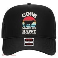 Cows Make Me Happy Funny Cow Lover Farmer Farm Animal Retro Hat thumb 0