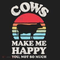 Cows Make Me Happy Funny Cow Lover Farmer Farm Animal Retro Hat thumb 2
