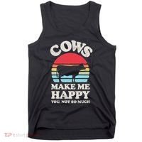 Cows Make Me Happy Funny Cow Lover Farmer Farm Animal Retro Tank Top thumb 0