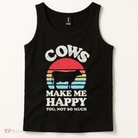 Cows Make Me Happy Funny Cow Lover Farmer Farm Animal Retro Tank Top thumb 2