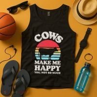 Cows Make Me Happy Funny Cow Lover Farmer Farm Animal Retro Tank Top thumb 4
