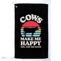 Cows Make Me Happy Funny Cow Lover Farmer Farm Animal Retro Golf Towel thumb 0