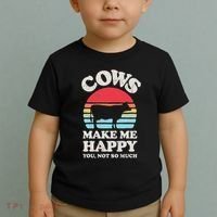 Cows Make Me Happy Funny Cow Lover Farmer Farm Animal Retro Toddler T-Shirt thumb 2