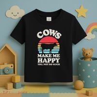 Cows Make Me Happy Funny Cow Lover Farmer Farm Animal Retro Toddler T-Shirt thumb 3