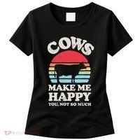 Cows Make Me Happy Funny Cow Lover Farmer Farm Animal Retro Women's T-Shirt thumb 0