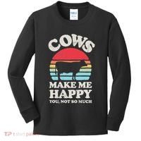 Cows Make Me Happy Funny Cow Lover Farmer Farm Animal Retro Kids Long Sleeve Shirt thumb 0