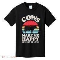 Cows Make Me Happy Funny Cow Lover Farmer Farm Animal Retro Kids T-Shirt thumb 0