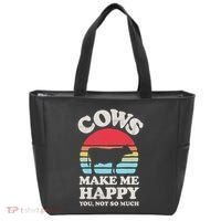 Cows Make Me Happy Funny Cow Lover Farmer Farm Animal Retro Tote Bag thumb 0