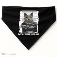 Catnip Made Me Do It Funny Cat USA-Made Doggie Bandana thumb 0