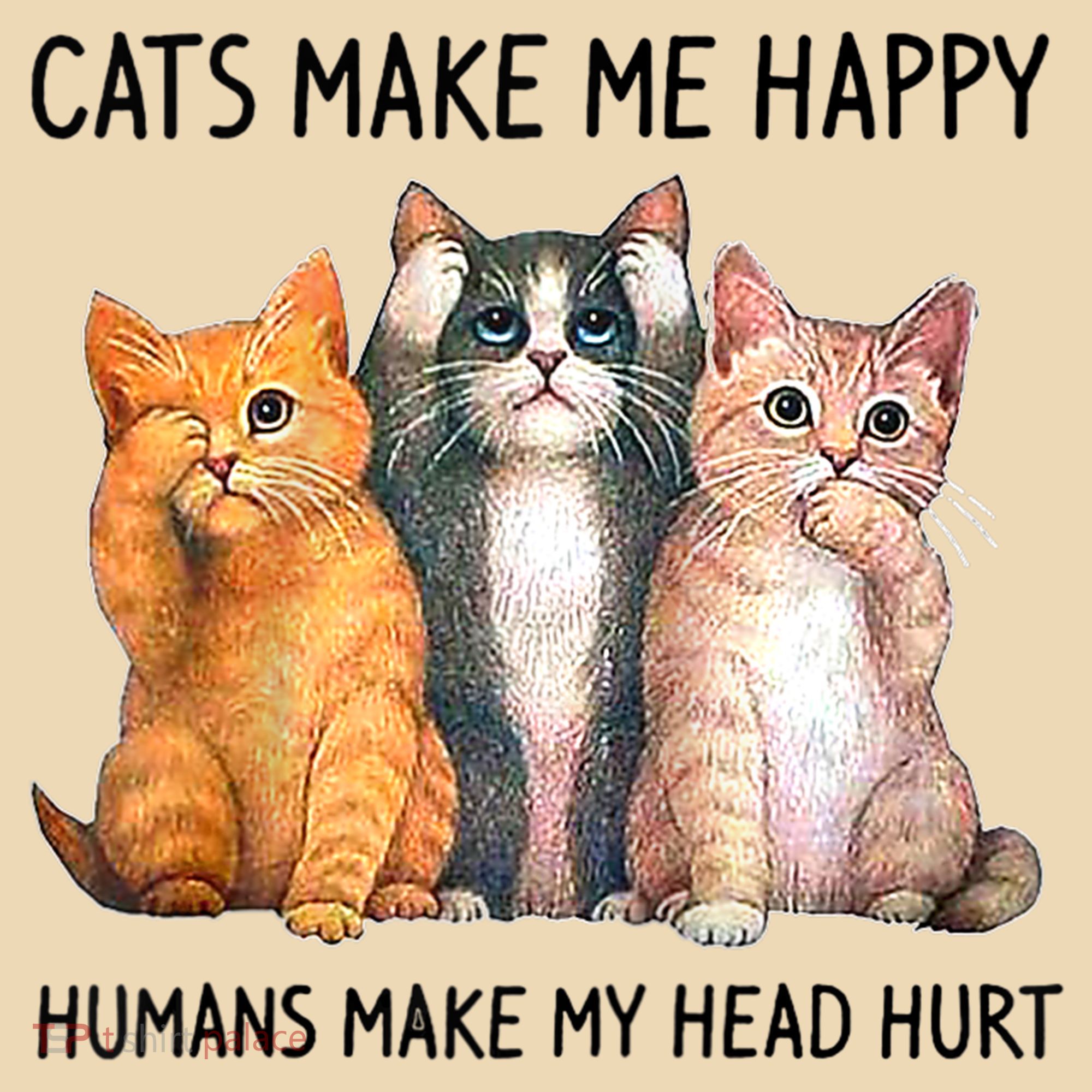 Cats Make Me Happy Humans Make My Head Hurt Gift Cat Lovers Tote Bag