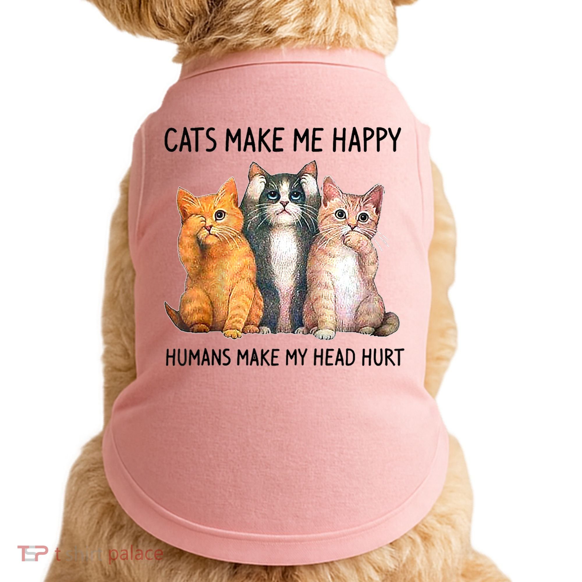 Cats Make Me Happy Humans Make My Head Hurt Gift Cat Lovers Doggie Tank