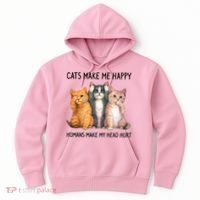Cats Make Me Happy Humans Make My Head Hurt Gift Cat Lovers Hoodie thumb 0