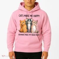 Cats Make Me Happy Humans Make My Head Hurt Gift Cat Lovers Hoodie thumb 2