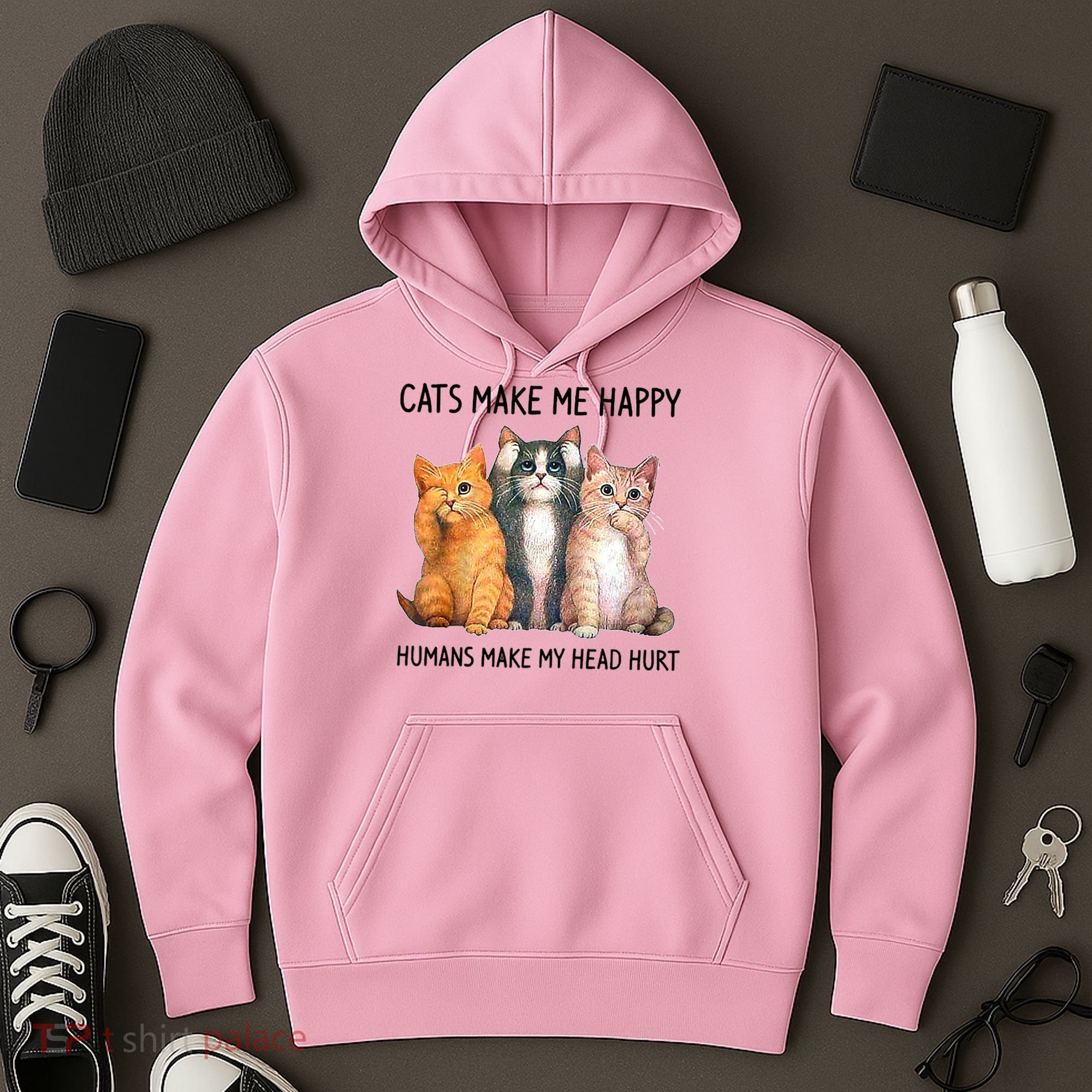 Cats Make Me Happy Humans Make My Head Hurt Gift Cat Lovers Hoodie