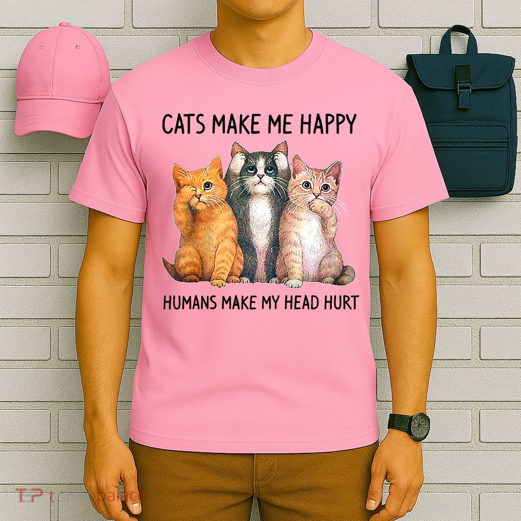 Cats Make Me Happy Humans Make My Head Hurt Gift Cat Lovers T-Shirt