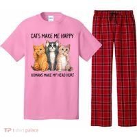 Cats Make Me Happy Humans Make My Head Hurt Gift Cat Lovers Pajama Set thumb 0