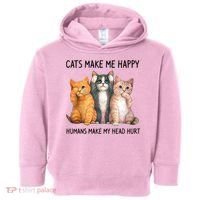 Cats Make Me Happy Humans Make My Head Hurt Gift Cat Lovers Toddler Hoodie thumb 0