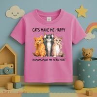 Cats Make Me Happy Humans Make My Head Hurt Gift Cat Lovers Toddler T-Shirt thumb 3