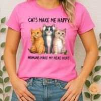 Cats Make Me Happy Humans Make My Head Hurt Gift Cat Lovers Women's T-Shirt thumb 2