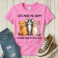 Cats Make Me Happy Humans Make My Head Hurt Gift Cat Lovers Women's T-Shirt thumb 3