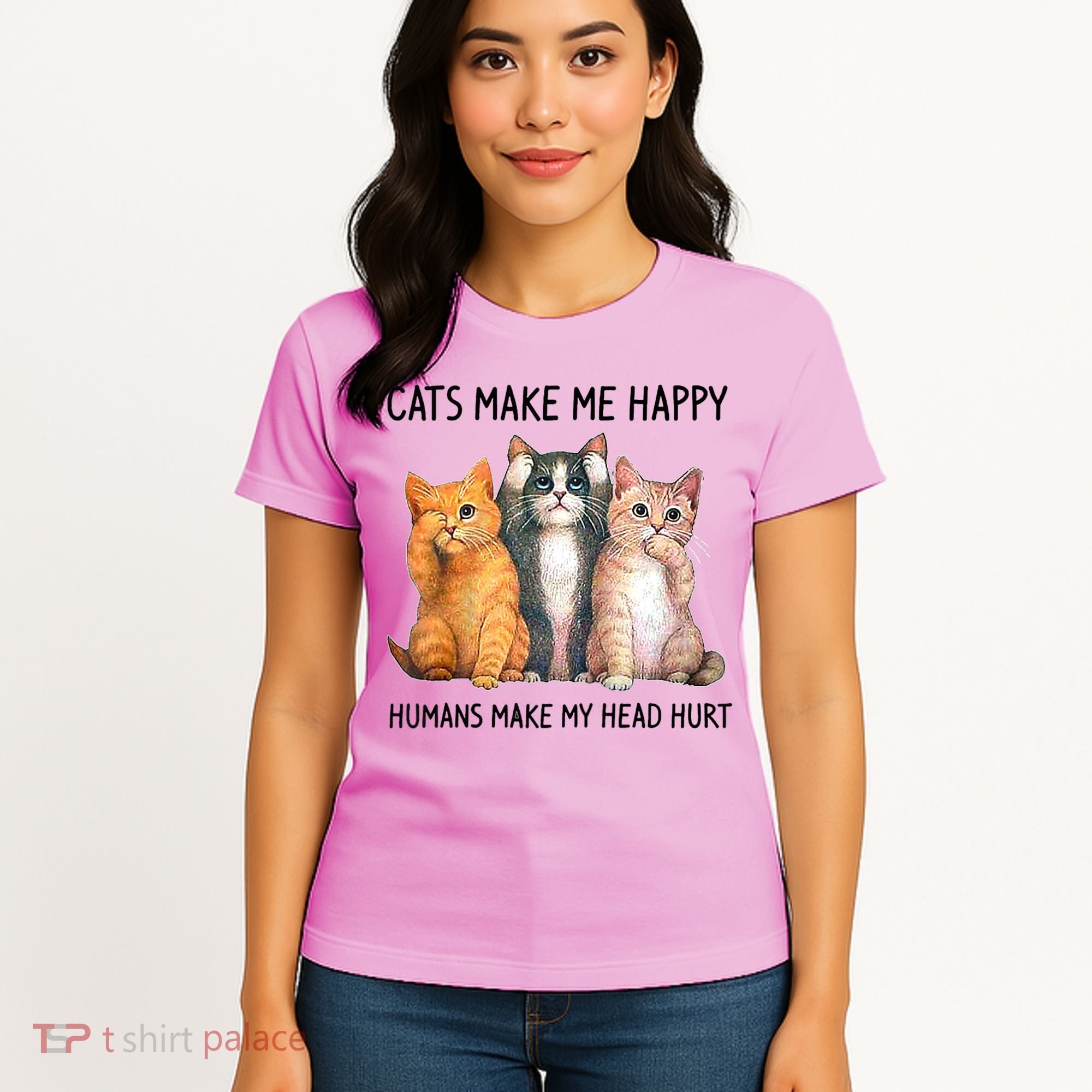 Cats Make Me Happy Humans Make My Head Hurt Gift Cat Lovers Women's T-Shirt