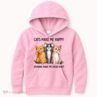 Cats Make Me Happy Humans Make My Head Hurt Gift Cat Lovers Kids Hoodie thumb 0