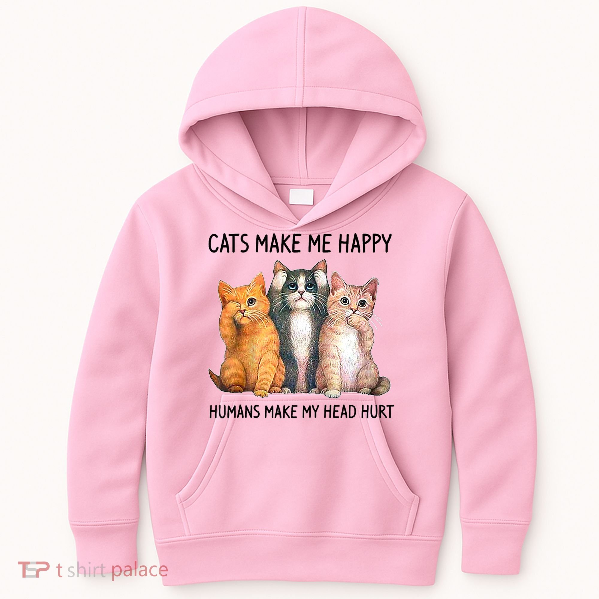 Cats Make Me Happy Humans Make My Head Hurt Gift Cat Lovers Kids Hoodie