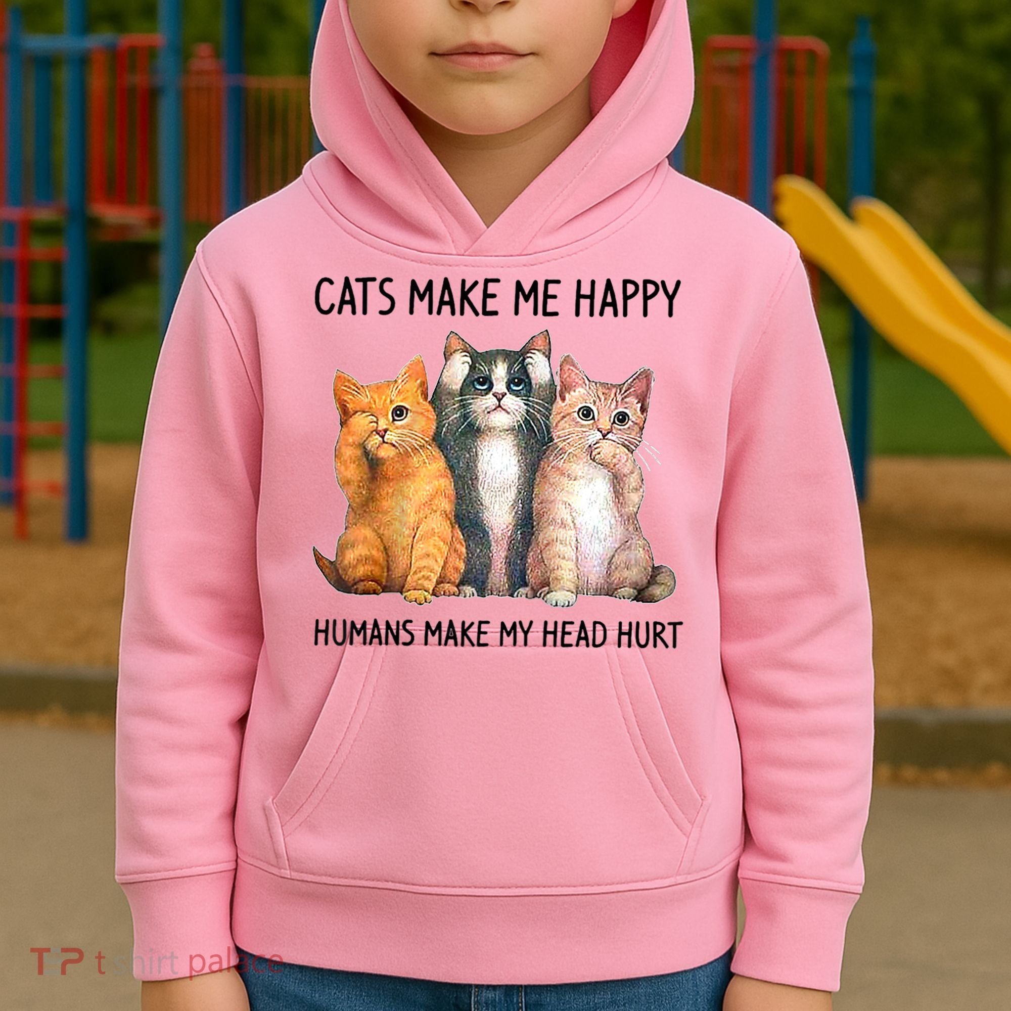 Cats Make Me Happy Humans Make My Head Hurt Gift Cat Lovers Kids Hoodie