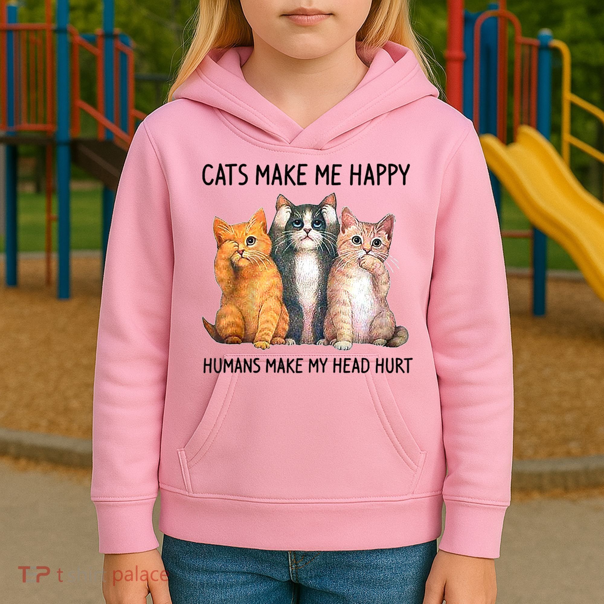 Cats Make Me Happy Humans Make My Head Hurt Gift Cat Lovers Kids Hoodie