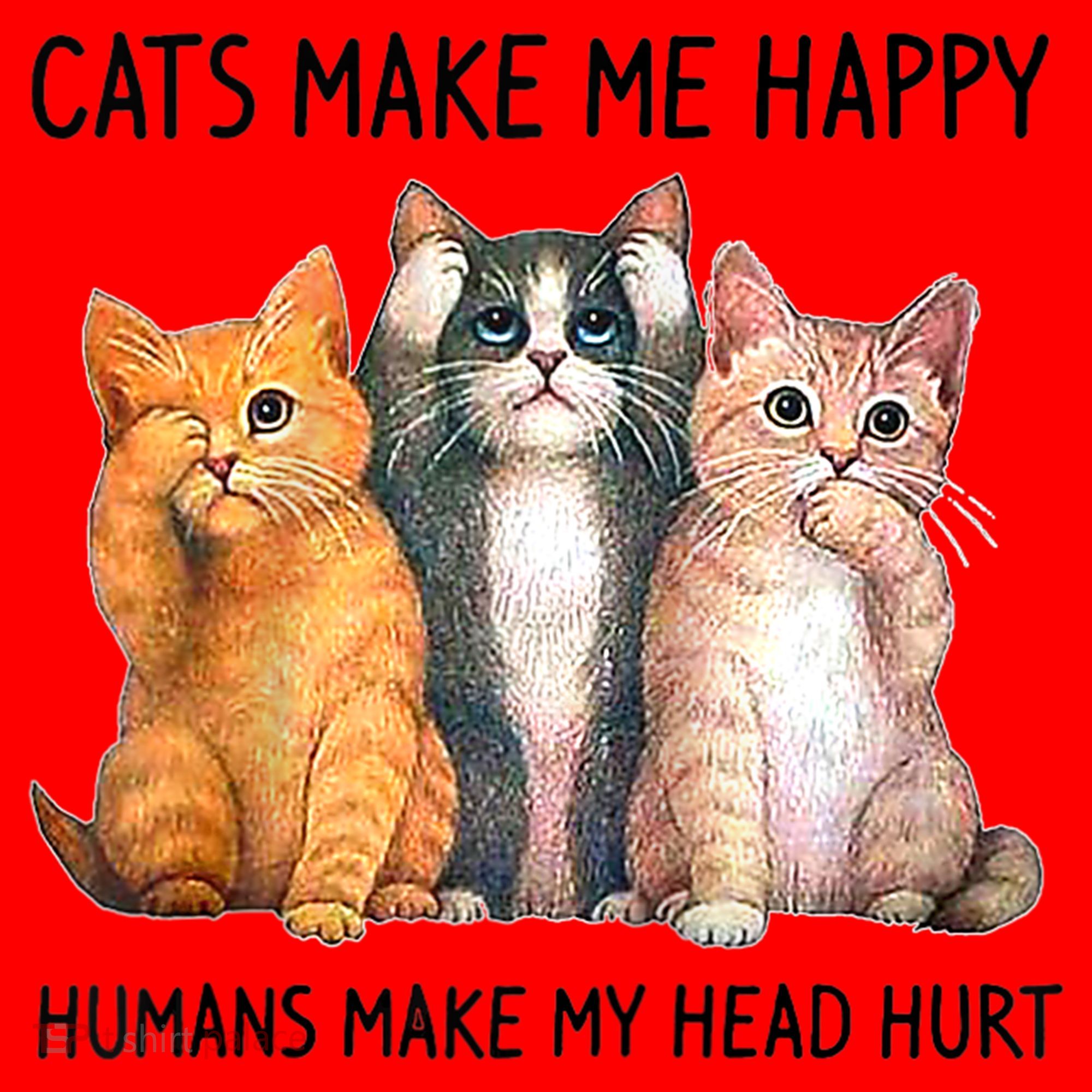 Cats Make Me Happy Humans Make My Head Hurt Gift Cat Lovers Santa Hat