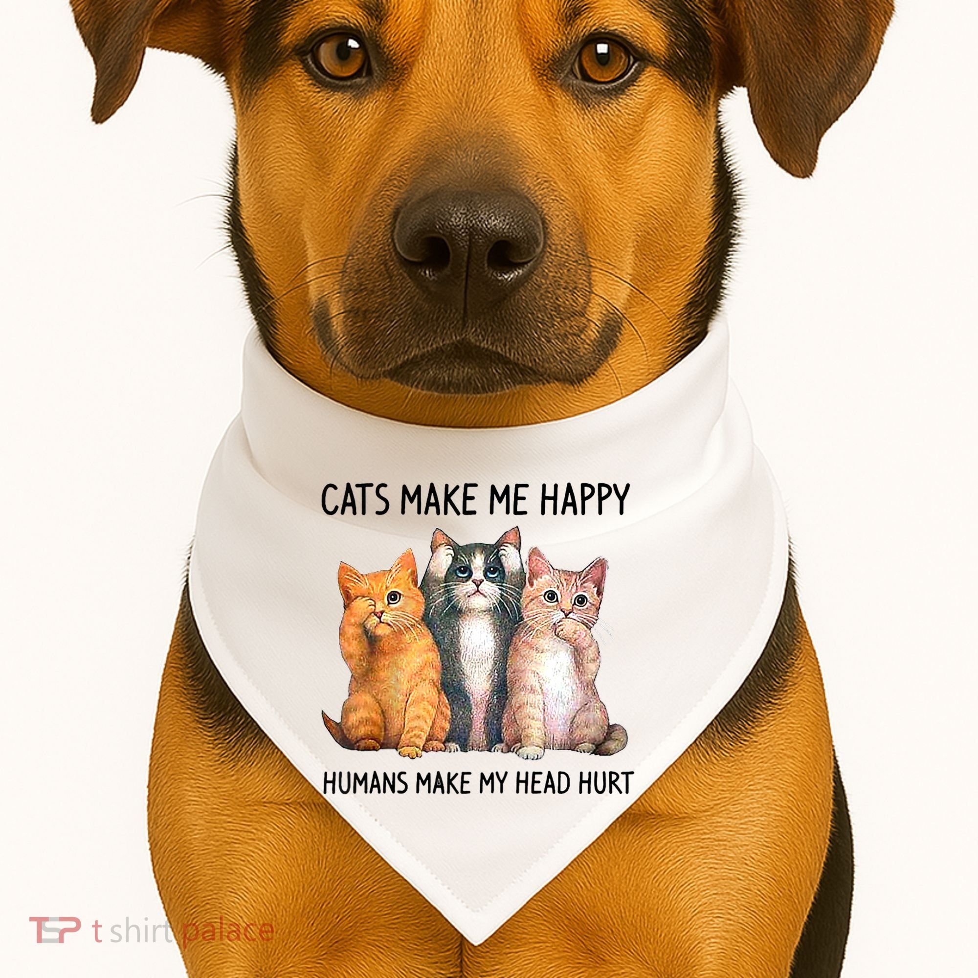 Cats Make Me Happy Humans Make My Head Hurt Gift Cat Lovers USA-Made Doggie Bandana
