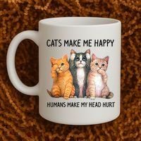 Cats Make Me Happy Humans Make My Head Hurt Gift Cat Lovers Coffee Mug thumb 2