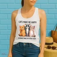 Cats Make Me Happy Humans Make My Head Hurt Gift Cat Lovers Women's Tank Top thumb 2