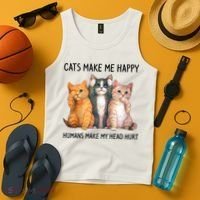 Cats Make Me Happy Humans Make My Head Hurt Gift Cat Lovers Tank Top thumb 4