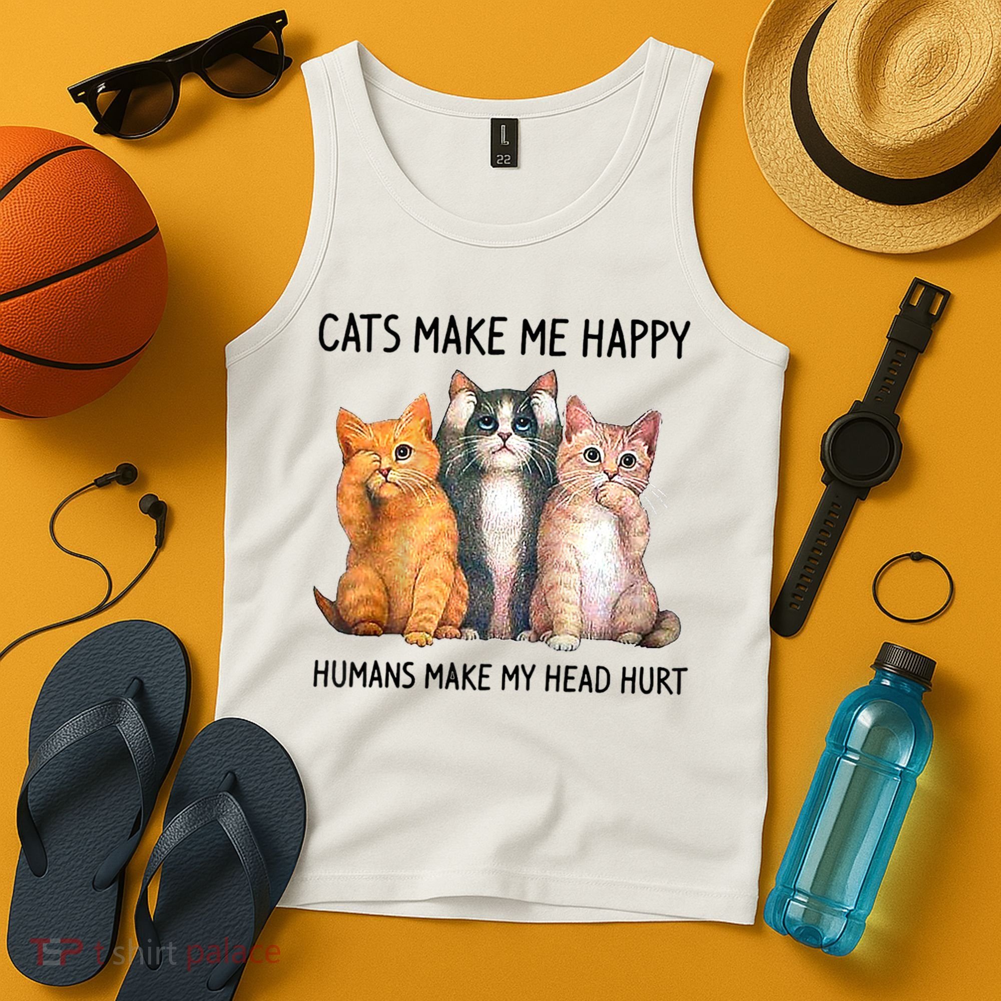 Cats Make Me Happy Humans Make My Head Hurt Gift Cat Lovers Tank Top