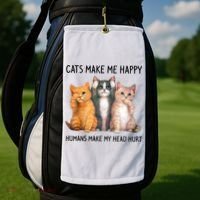 Cats Make Me Happy Humans Make My Head Hurt Gift Cat Lovers Golf Towel thumb 2