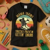Country Music Mama Trains Trucks Prison Getting Drunk Kids T-Shirt thumb 3